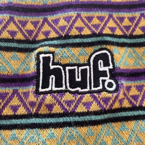 HUF Mens S/S Knit Top Shirt ALLEN Triple Triangle Striped Embroidered, Mens M - Picture 3 of 6